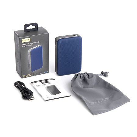 Внешний аккумулятор "ATOM" 10000 мАч, Type-C, экран, Soft-touch